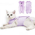 DOTON Cat Recovery Suit for Male and Female Surgical Post Surgery Soft Cone Onesie Shirt Clothes Neuter Licking Protective Diapers Outfit Cover Kitten Spay Collar(S, Purple) - color: Purple, size: Small