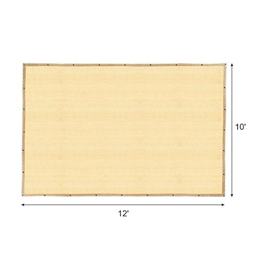 Shatex 90% Shade Fabric 10x 12ft Sun Shade Cloth with Grommets for Pergola Cover Canopy Wheat, 12 Bungee Balls - color: wheat, size: 10x12ft
