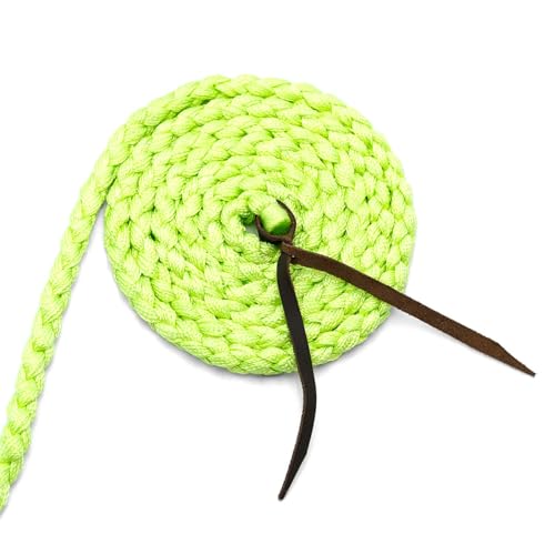 Jeffers Equine Braided Mule Tape Halter with 10' Detachable Lead Rope Set for Horses, 14 to 18 Hands - Stylish Design with Adjustable Poll Strap, Easy to Use Western Tack - Lime Green - color: Lime Green