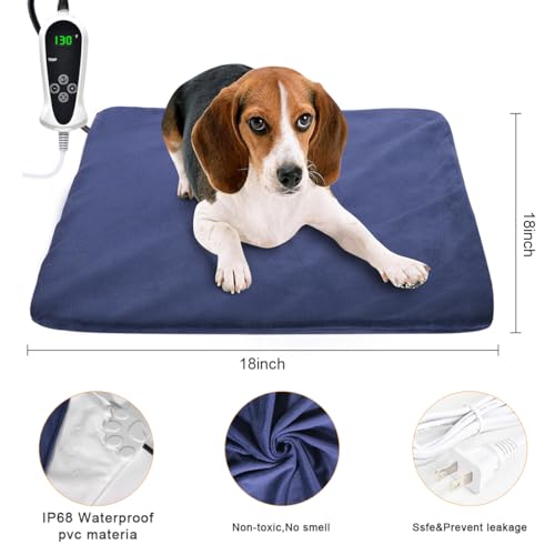 RIOGOO Pet Heating Pad, Electric Heating Pad for Dogs and Cats Indoor Warming Mat with Auto Power Off (M:18" x 18") - size: Medium