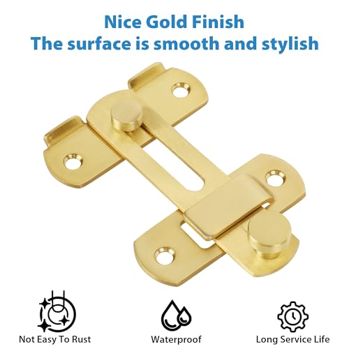 Alise 4 inch Gold SUS304 Stainless Steel Gate Latches for Barn Door | Heavy Duty Gate Hardware ,Security Flip Latch,Anti-theft Latch,Safety Door Lock for Barn Wood Fence Sliding French Door - color: Gold, size: 4 Inch