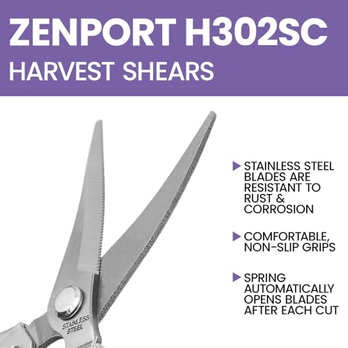 Zenport H302SC Harvest/Bunch Cutter, Curved Stainless Steel Serrated Blade , Orange