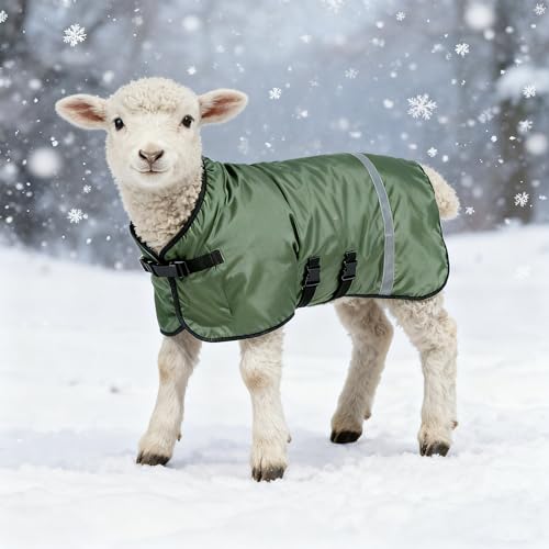 2pcs All-Weather Calf Blanket with Fleece Lining & Windproof Shell - Versatile Goat Blankets for Winter and Durable Sheep Blanket with Full Belly Coverage (Green 2pcs) - color: Green
