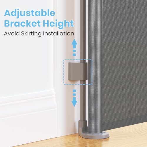 HAMOPY Retractable Baby Gate, 33" Tall, Extends up to 55" Wide, Durable Auto-Lock Baby Gates for Stairs, Mesh Dog Gate and Child Safety Gates for Doorways, Hallways, Indoor, Outdoor(Grey) - color: Gy-1