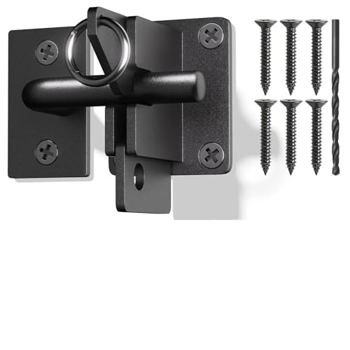 Hulave 304 Stainless Steel Fence Gate Latch, Self-Locking Gravity Gate Latch, Heavy Duty Privacy Gate Latch for Wooden Fence, Metal Gate & Vinyl Fence Gate Hardware (Black) - color: Black