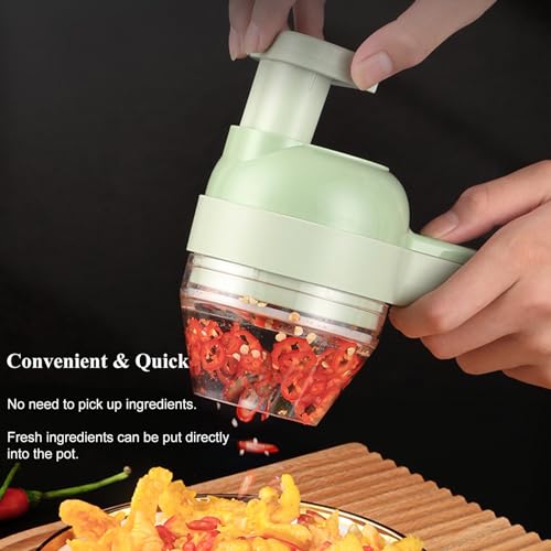 5 in 1 Electric Vegetable Chopper Set, Electric Food Processor with Egg & Cream Beater and Clean Brush, Multifunction Handheld Veggie Chopper for Salad Onion Chili Pepper Celery Meat Ginger
