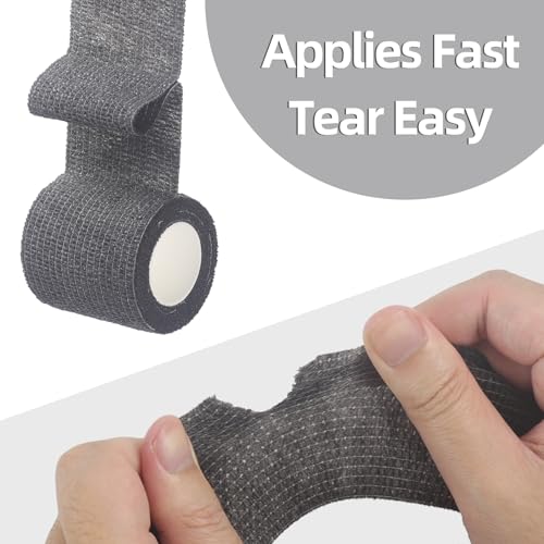 IndigoCase 6 Pack Self Adhesive Bandage Wrap 2 Inch x 5 yd Elastic Tape | Black Color Elastic Bandage Wrap, Vet Wrap, Small Bandage for Kids, Fingertip, Wrist, Dog, Pets - color: Black, size: 2 Inch - 6 Pack