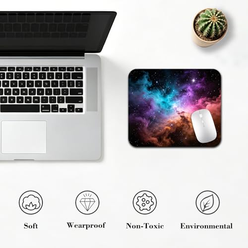 Colorful Cosmic Nebula Galaxy Mouse Pad 9.5" x 7.9", Teal Purple Pink Space Cute Desk Mat, Dreamy Night Sky - color: Cosmic Nebula
