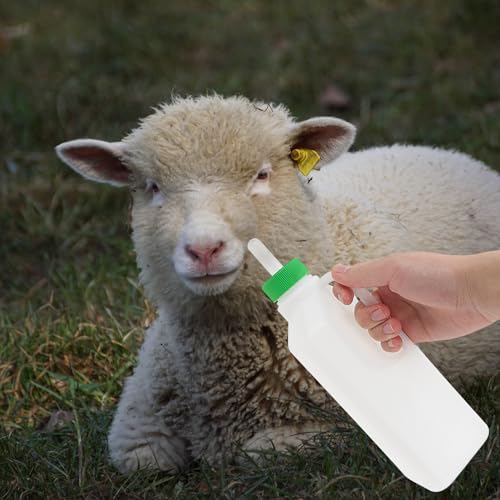 Angoily Lamb Feeding Bottle 29Oz Animal Feeding Bottle with 3 Nipples Livestock Milk for Sheep Baby Goats and Calves Large Capacity Farm Supply