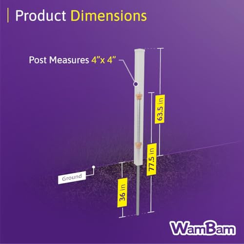 WamBam 5ft White Vinyl Finishing Post | No Dig, Steel Pipe Anchor, for Windsor Fence, BL19109 - color: 5ft Tall Finishing Post