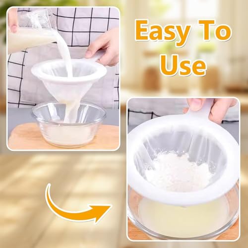 4 Pack Ultra-Fine Nylon Mesh Strainer, 100/200/300/400 Mesh Kitchen Colander with Plastic Non-Slip Handle for Filtering Juice, Milk, Soy, Coffee, Honey, Wine, Yogurt - size: 100/200/300/400 Mesh-4pcs
