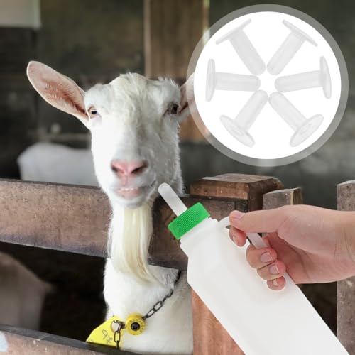 6 Pack Goat Bottle Nipples Lamb Milk Drink Nipples for Sheep Calf Nursing Bottle Pacifier Baby Livestock Feeding Tool Smooth Surface Easy to Clean 1.65 X 1.29 X 1.29 in