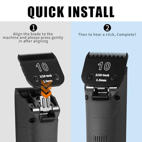 5 Pack Detachable Dog Grooming Steel Blades,Compatible with Andis,Oster A5,Wahl KM-10 Series,Cutting Length 1/16" to 1/2"(10+7FC+5FC+4FC+3-3/4FC-black) - size: 5 Pack-1.5 to 13mm