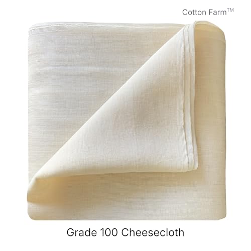 Cotton Farm Grade 100 XL Cheese Cloth for Straining & Cooking; 36x36 Inch; 100% Unbleached Cotton Cheesecloth; Reusable with Finished Edges, Butter Muslin - size: 36 x 36 inch / 1 piece