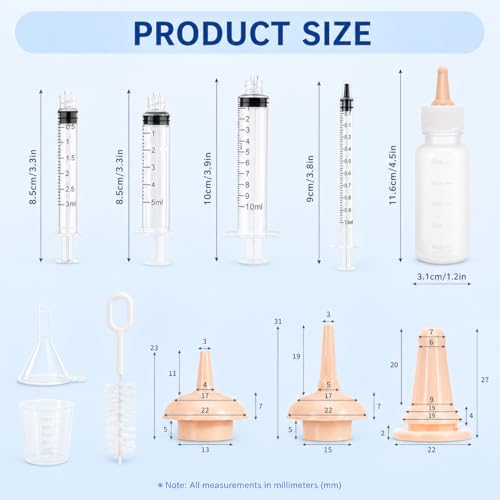 Pet Feeding Kit for Newborn Kittens & Puppies, Kitten Feeding Bottle with Soft Silicone Nipples, Nursing Syringes for Small Animals, Kitten Milk Feeder Set for Rabbit, Hamster - size: 15 Pcs