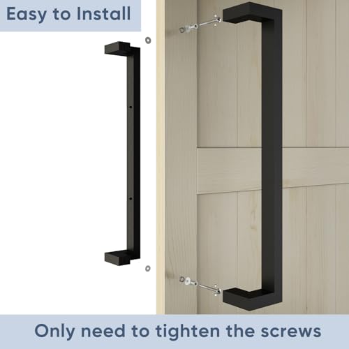 BARNSMITH 24 Inches Commercial Door Handle Pull Heavy Duty Stainless Steel Modern Square Rectangle Flat Shape Push Pull, Entrance Entry Front Office Store Garage Handle Pull Set