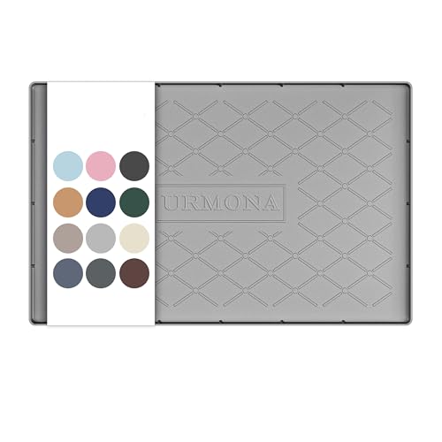 URMONA 22" x 14" Waterproof Silicone Mat in Multiple Sizes & Colors, Under Sink Mat for Kitchen & Bathroom, Pet Food Pad for Dogs & Cats, Kitchen Cabinet Liner, Multi-Purpose for Storage(Light Grey) - color: Light Grey, size: 14"W x 22"L