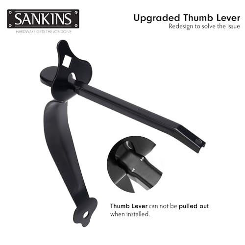 Thumb Gate Latch for Wooden Fence Heavy Duty, Thumb Latch Hardware with 9 inch Decorative Handle, Self Locking Thumb Latch for Swing Gate, Garden, Metal Gate, Vinyl Fence, Black