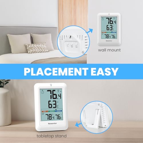 Newentor Indoor Outdoor Thermometer Wireless with 24H/48H/ALL-TIME High Low | Big Number 4" Display, Inside Outside Temp & Humidity, Comfort Indicator, Weather Station for House Patio, White, 2 Sensors - color: White, size: with 2 sensor
