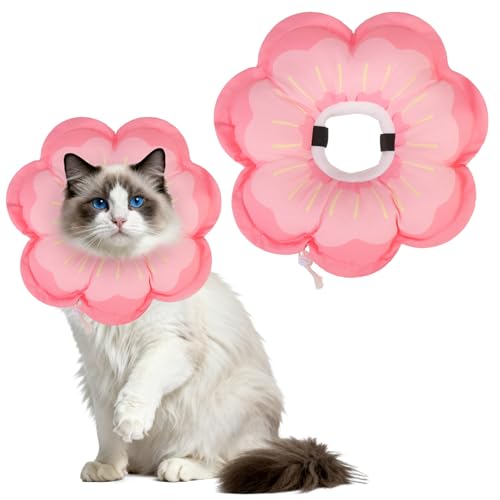 Cat Cone Collar Soft, Cat E Collar Recovery After Surgery to Stop Licking, Adjustable Waterproof Cute Neck Elizabethan Pet Kitten Puppy Donut Pillow for Cats Puppy Wound Healing, PinkL - color: Pink, size: Large