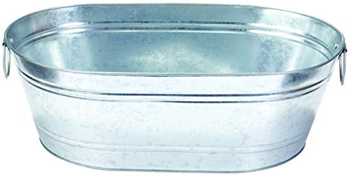 Little Giant® Galvanized Oval Tub | Versatile Utility Metal Tub with Handles | Feeding, Watering & Washing Tub | 5.5 Gallon - size: 5.5 Gallons