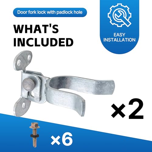 1-3/8" Flat Back Wall Mount Chain Link Gate Latch, Gate Latches for Metal Gates, Suitable for Wooden Door Frames or Walls - color: 2 Pcs Silver