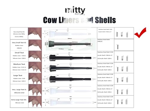 200cc Cow Milking Machine Cluster Assembly, Acrylic Teat Cup Shells, Extra Small 20mm Silicone Liners, 3-Way Milk and Pulsator Hose, Complete Milking Unit