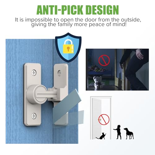 Barn Door Lock Hardware, 90 Degree Flip Latch Privacy Lock, Nickel-2PCS | Heavy Duty Zinc Alloy Sliding Barn Door Latch for Bathroom, Bedroom, Closet, Garage, Shed and Gate - color: Nickel-2PCS