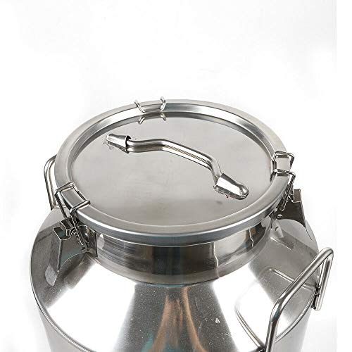 Milk Can with Sealed Lid, Stainless Steel Milk Transport Cans Wine Pail Bucket Tote Jug Pot Oil Liquid Storage Barrel with 2 Handles Sealed Silicone Anti-Leak Ring Lock Belt 60L 15.85 Gallon - color: 60l
