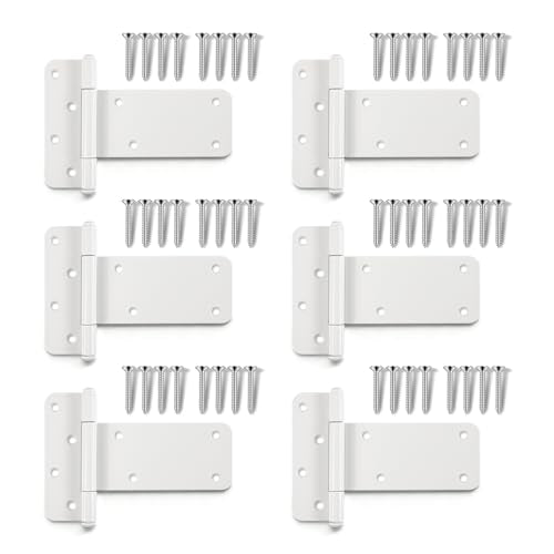 6 Pack 5" Door Hinges,260 Lbs Capacity Heavy Duty Gate Hinges | Matte white T-Strap Shed Gate Hinges,Barn Door, Shed Doors, rust-resistant,durable(5 inch - 6 Pack)-Patent Pending - size: 5 inch - 6 Pack