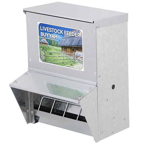 Automatic Chicken Feeder 30lb Capacity | Galvanized Metal Poultry Feeder, Waterproof Chicken Feeder, Suitable for Poultry, Geese, Quails, Bantams, Ducks and Turkey