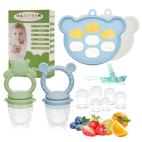 Baby Breastmilk Popsicle Molds & Babies Fruit Feeder (4 Pack), Infant Food Freezer Tray Storage Containers, Silicone Teething Pacifier Feeder and Teether for Babies,Baby Feeders（Green） - color: 4-Green
