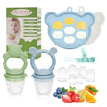 Baby Breastmilk Popsicle Molds & Babies Fruit Feeder (4 Pack), Infant Food Freezer Tray Storage Containers, Silicone Teething Pacifier Feeder and Teether for Babies,Baby Feeders（Green） - color: 4-Green