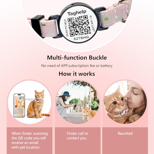 4 PCS Cute Flower Cat Collar with QR Code ID, 4-Pack Safety Breakaway Kitten Collars Set with Bell, Adjustable Gift for Cat Lovers - color: Pastoral style - 4 pack