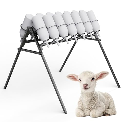 14 Feeding Ports Bottle Rack | Portable Bottle Holder, Free Standing Bottle Feeder Rack for Calves Lambs Goats Farm Animal Livestock (Bottle Not Included)