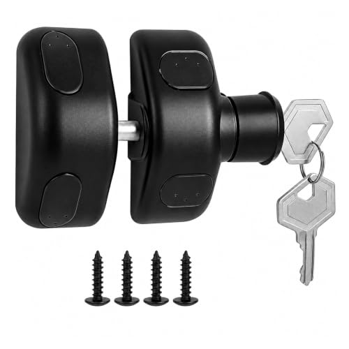 Magnetic Gate Latch, Lockable Side Pull for Wood Vinyl Metal Gates for Home, Yard & Garden Fences（Black）