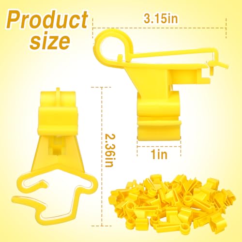 200 Pcs T-Post Poly Tape Insulator Large Snap T-Post Holding Electric Fence Insulator for Farm Fence (Yellow) - color: Yellow