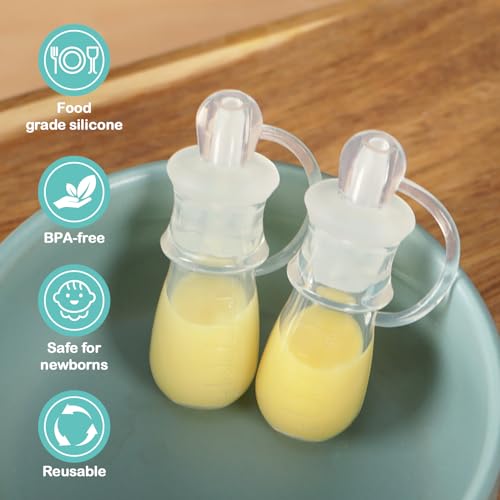 Colostrum Collector Kit 5ml-6pcs, Ready-to-Use Pack, Reusable Breast Milk Collector Multi-Use Colostrum Container with Storage Case, Cotton Wipe & Cleaning Brush, BPA Free