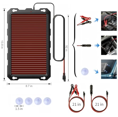 POWOXI 3.3W 12V Solar Battery Charger Trickle Maintainer Kit for Car | Smart Charge Controller | Waterproof | Intelligent Safety Protections | for Boat, Marine, RV, Automotive, Motorcycle, Trailer - color: Solar Powered Battery Chargers 3.3w