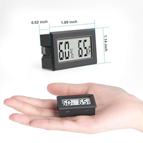 6 Pack Mini Indoor Temperature Humidity Meter Gauge Thermometer Hygrometer | LCD Display Fahrenheit (℉) for Humidors Greenhouse Garden Cellar Jars Closet