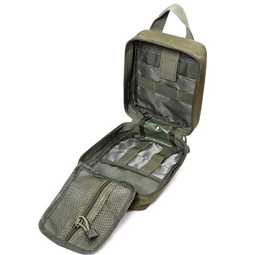 Molle Pouch, Sturdy 600D Nylon Tactical Medical Pouch,Rip-Away EMT First Aid Pouch (Bag Only) - color: green