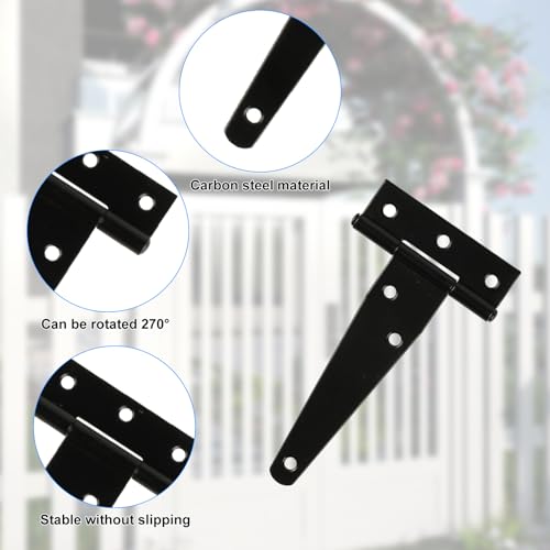 T Strap Hinges Heavy Duty, Shed Door Gate Hinges(Black) (12, 12 Pcs *4 inch) - size: 12 Pcs *4 inch