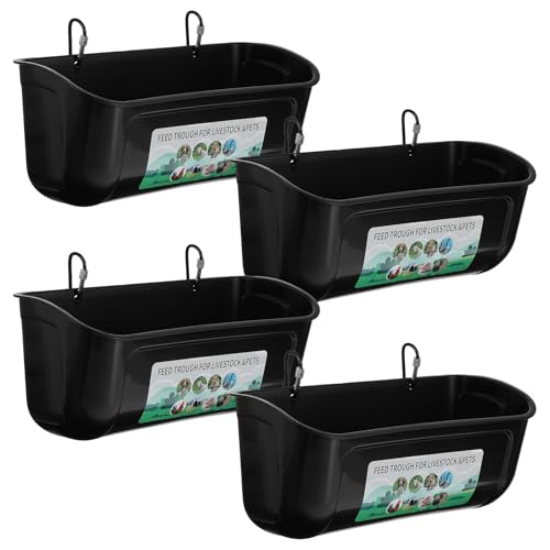 4 Pack Hanging Chicken Feeder Plastic Supplies with Metal Clips for Poultry