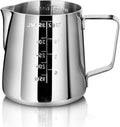 New Star Foodservice 28805 Stainless Steel Frothing Pitcher, 12 oz Espresso Milk Steaming Cup with Measurement Scale, Commercial Grade 18/8 Barista Pitcher for Lattes, Cappuccinos, Coffee, Silver - size: 12 Ounces