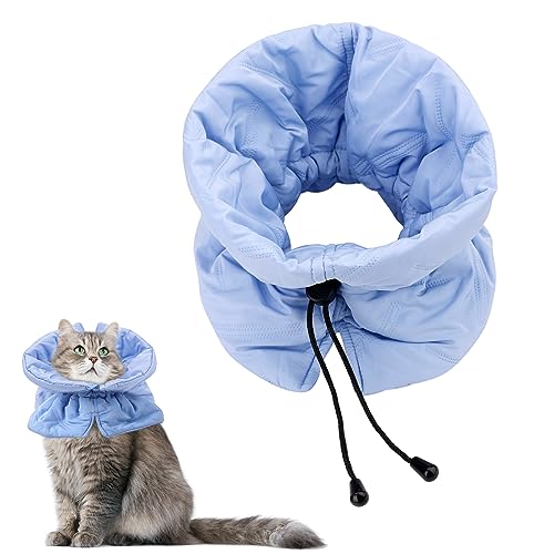 Adjustable Recovery Collar - Lightweight | Waterproof & Soft for Cats & Dogs - Prevents Licking Wounds (S) - color: light blue