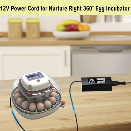 12V Power Cord for Nurture Right 360° Egg Incubator Compatible with Nurture Right 360° Egg Incubator Charger Power Adapter Cord
