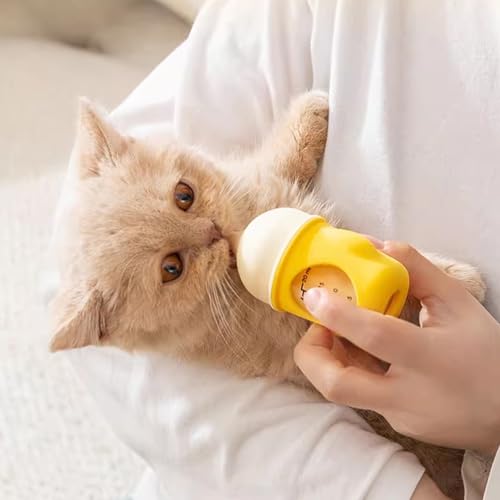 Pet Feeder Bottle Kitten Bottle Anti Choking Design(Yellow,20 ml) | Animal Feeding Bottles Kitten Bottles for Nursing for Newborn Kittens Puppies Small Animals with 2 Pcs Replacement Nipple - color: Yellow