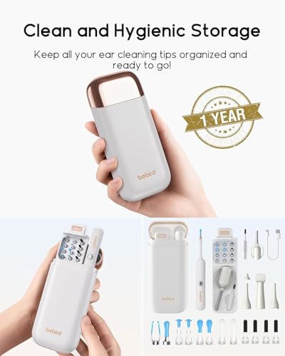 Bebird Earsight Plus R37R Ear Wax Removal Tool Camera, FSA HSA Eligible Items, Smart Ear Cleaner with Painless Visual Tweezers, Flexible Ear Camera Otoscope, Home ENT Cleaning Kit for Family,White - color: White