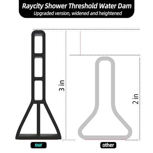 Raycity 3"H Shower Threshold Water Dam, Shower Water Guard, 67 Inch, Black | Silicone Rubber Water Stopper for Walk in Shower, Water Barrier, Prevent Leaks, Suitable for Bathroom, Kitchen - color: Black, style: 67 inch