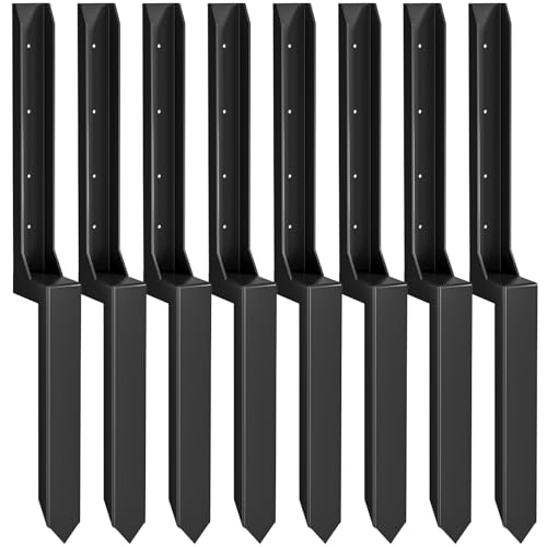 Fence Post Repair Kit，(One-Piece 33.7",8 pcs) | Heavy Duty Steel Fence Post Anchor Ground Spike ，Quick Fix Broken/Leaning Wood Posts with，and Fixed Fence Posts - size: One-Piece (33.7")
